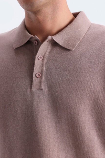 Knit Polo Shirt With Label Patch