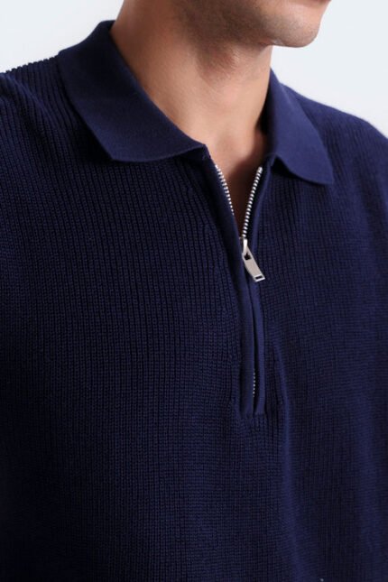Quarter Zip-Up Polo Shirt